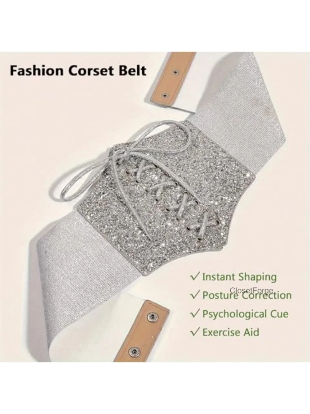 Wide Elastic Corset Tie Waspie Belt PU Leather Lace-up Waist Bodyshaper